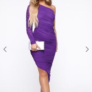 Evie Mesh Midi Asymmetrical Dress
